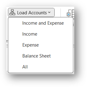 Load Accounts Options for Budget
